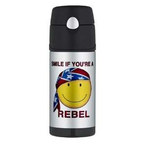 Thermos Travel Water Bottle US Rebel Flag Smiley Face Smile If Youre 