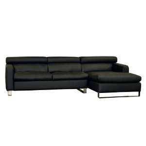   Angelica 2pcs leather/leather match sofa/chaise, Black
