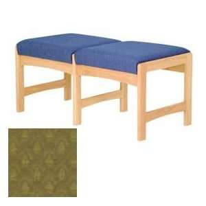  Two Person Bench   Light Oak/Olive Arch Pattern Fabric 