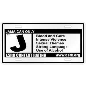   Only / E S R B Parodie Jamaica License Plate Country