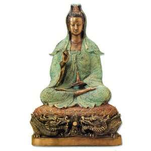 Quan Yin Bronze Statue   18 High   Hand Colored Patinas / OUT OF 