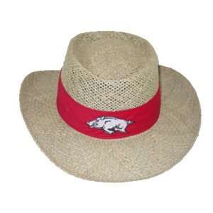  Arkansas Razorbacks NCAA Logo Straw Gambler Hat Cap 
