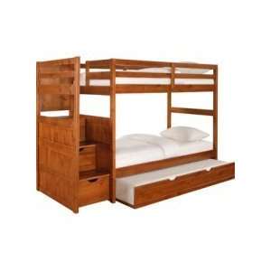   Cinnamon Twin/Twin Step Bunk Bed with Twin Trundle