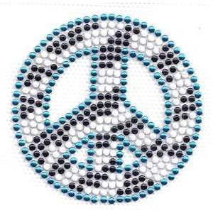   OF SAME FREE/Peace Sign  Turquoise,White & Black Studs, 2 1/4 Round
