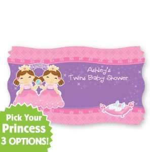  Twin Princesses   Set of 8 Personalized Baby Shower Name 