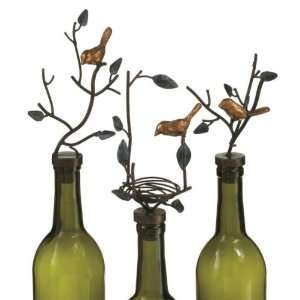 Pack of 6 Decorative Bird and Twig Cast Iron Wine Bottle Stoppers 6 
