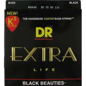 DR Strings Bass Extra Lifeâ¢ Black Coated, .050 .110, MR BK 50