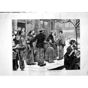  1871 STREET SCENE PARIS FRANCE PEOPLE CHILDREN OLD PRIN 