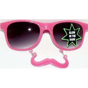  Pink Barbershop Glow in the Dark Mustache Sunglasses 