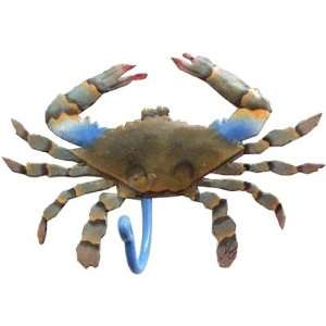   Handpainted Metal Blue Crab Wall Hook   5 x 6