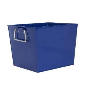 Square Metal Bucket with Handles   Solid Blue 