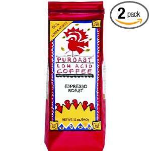   Low Acid Espresso Roast Grind Whole Bean, 0.75 Pound Bags (Pack of 2