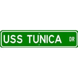  USS TUNICA ATA 178 Street Sign   Navy Patio, Lawn 
