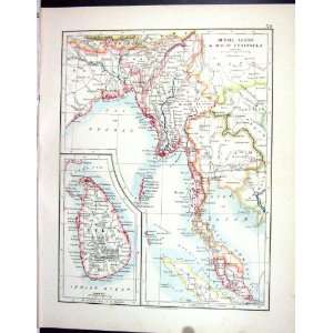  Johnston Map 1906 Ceylon Burma Assam Malay Peninsula 