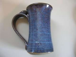 New handmade art pottery large blue coffee cups mugs  