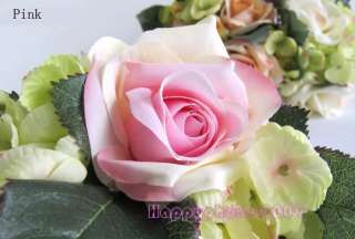 beautiful silk Pink artificial rose wedding flowers bouquet HS03