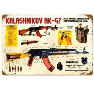  Kalashnikov AK 47 Vintage Gun Metal Sign