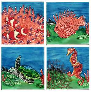   Crafted 4x4 Ceramic Wall/Table Top Art Tile Ocean Scenes 4 Designs USA