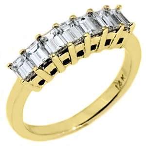   Yellow Gold 1 Carat Baguette Cut 7 Stone Diamond Wedding Band Jewelry