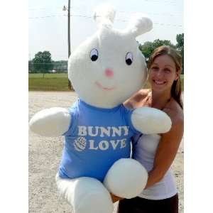  5 feet Tall Giant Stuffed White Bunny Rabbit Wears Blue 