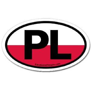  Poland PL and Polish Flag Car Bumper Sticker Decal Oval 