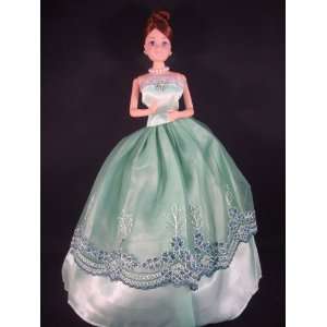  Green Strapless Ball Gown Made to Fit the Barbie Doll 