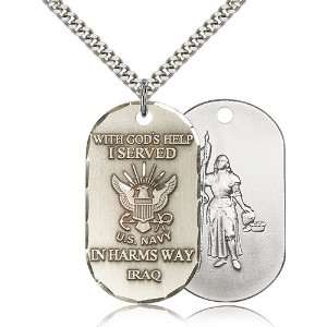 Gold Filled USN Sailor Seaman Iraq / St Joan of Arc Medal Pendant 1 1 