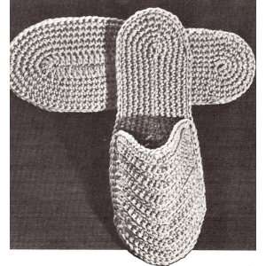Vintage Crochet PATTERN to make   Mens Spa Slippers Slides Scuffs Soft 