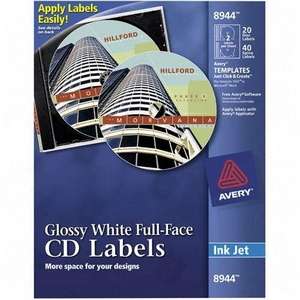 Avery Dennison 8944 Avery Cd Labels Glossy White Full Face Labels 