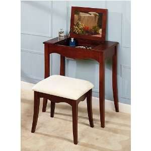   finish wood vanity make up table and stool set Furniture & Decor