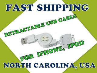 RETRACTABLE USB DATA CABLE CORD FOR ATT IPHONE 4 4G 4 G  