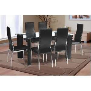  Ketch 7 Piece Dining Set with Black Faux Leather Chairs 