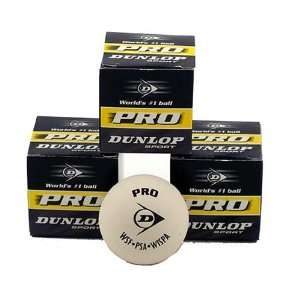  Dunlop White Pro Squash Ball   3 Pack
