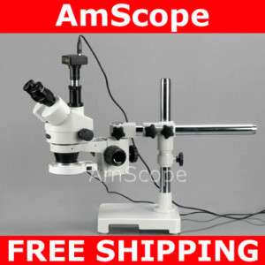 Trinocular LED Boom Stand Zoom Microscope + USB Camera 013964501759 