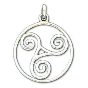  0.925 Sterling Silver Irish Celtic Triskelion Pendant 