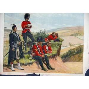   Colour Print Scottish Fusiliers War Kilt Country Scene