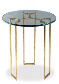 Triad Modern Gold Leaf and Glass Side Table  