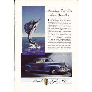  1942 Ad Lincoln Zephyr V 12 Blue Original Antique Car Ad 