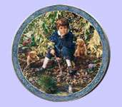 Sandra Kuck GOLDEN DAYS Boy & Puppies Collector Plate  
