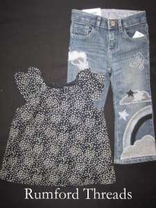 Baby Gap Denim Looks Embroidered Jeans Star Top 2 3 NWT  