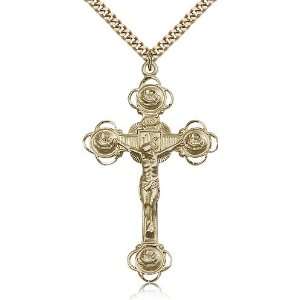 Gold Filled Crucifix Medal Pendant 2 1/8 x 1 1/4 Inches 0654GF  Comes 