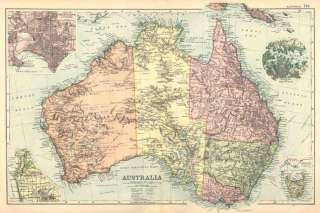 AUSTRALIA 1910 Large Map. Insets. G.W.Bacon. Old Vintage  