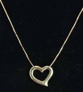 Luxe Group 18K Yellow Gold Open Heart Slide Charm Pendant Box Chain 