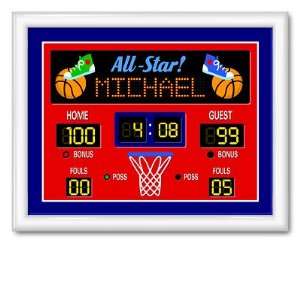  Basketball Scoreboard Personalized Kids Wall Art w Frame 