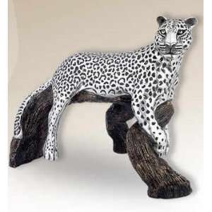  Leopard on Branch Silver Plated Sculpture