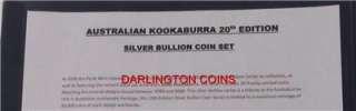 AUSTRALIAN KOOKABURRA 1oz 20th EDITION 2009 P20 SET 20 COIN SET  