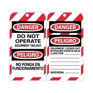 NMC Bilingual Danger Equipment Tag Out Lockout Tag  
