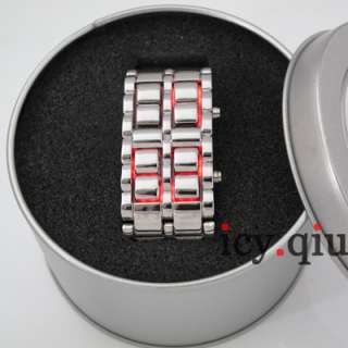 This is a iron samurai japanese inspired faceless red LED wrist 