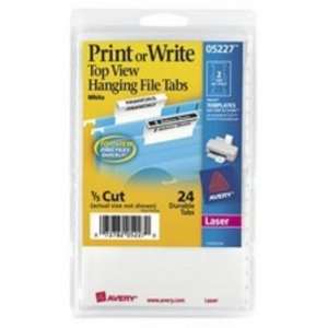 Print Or Write Hanging File Tabs   1/5 Cut, White, Permanent, 24 
