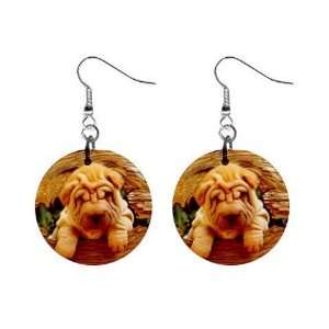  New Dog Chinese Shar Pei Puppy Dangle 1 Round Button 